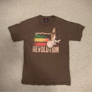 Vintage 90s Zion Rootswear Bob Marley Revolution Brown T-Shirt Men’s Size Small